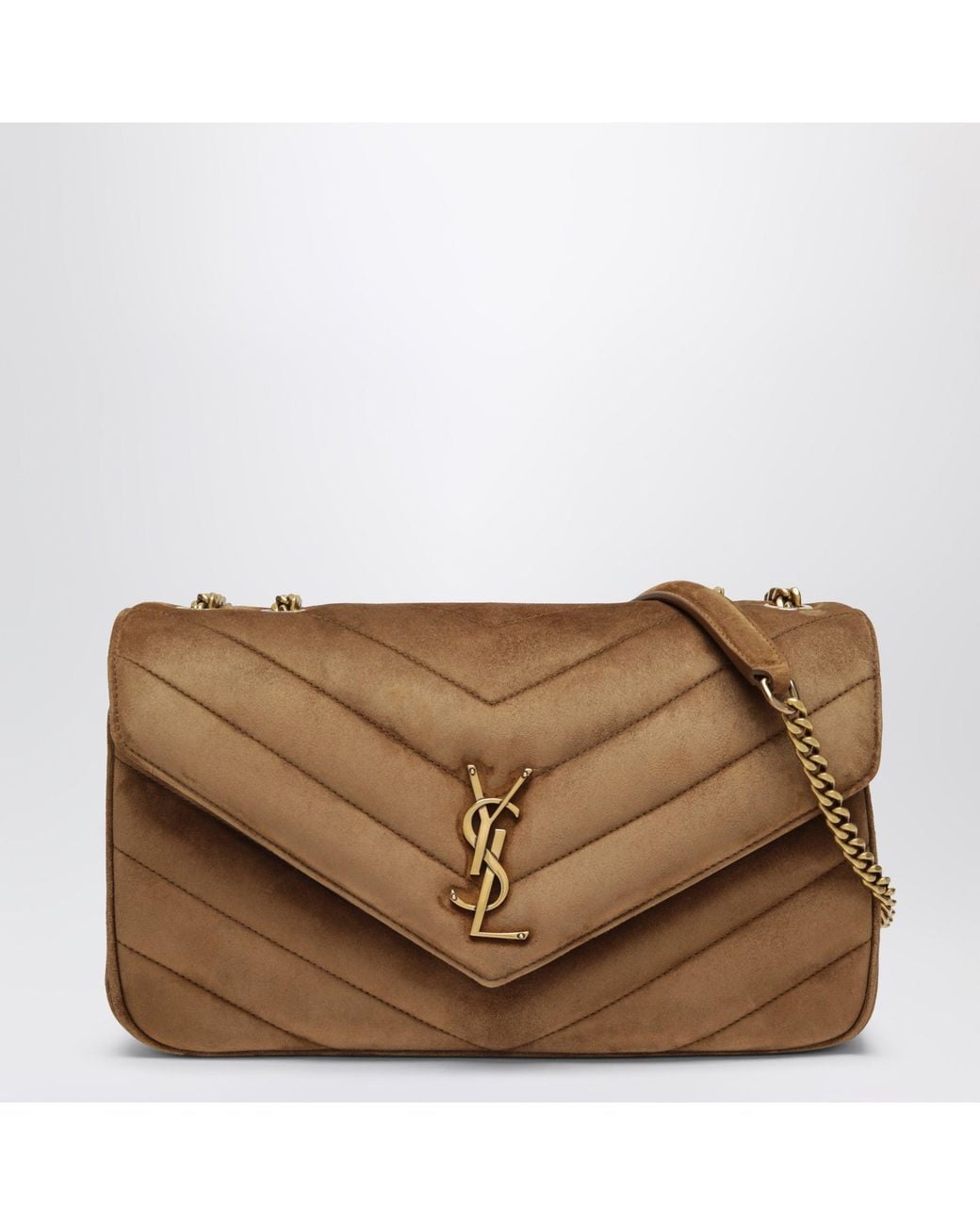 Saint Laurent Brown Loulou Medium Caramel Suede Bag