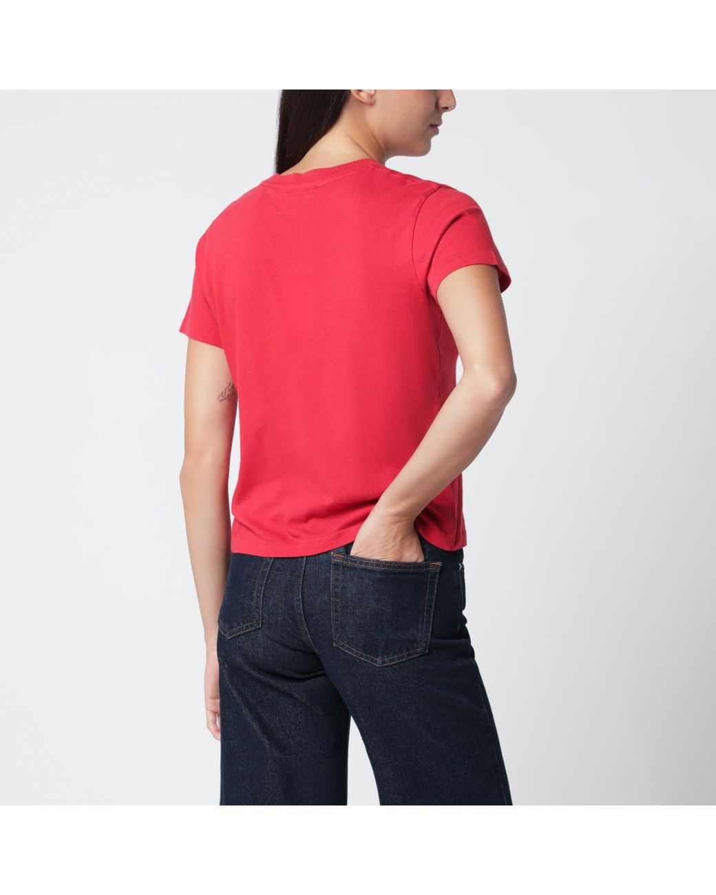 Anine Bing Red Shelley Cotton T-Shirt