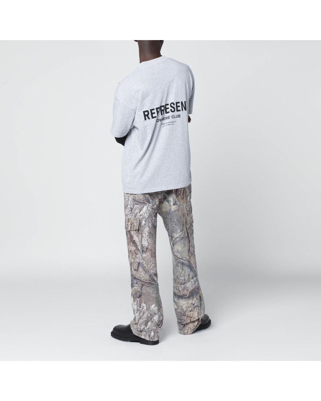 Represent Gray Cotton Tshirt With Logo for men
