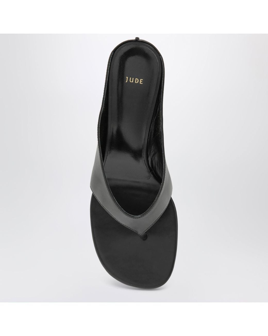 Jude Black Leather Thong Sandals