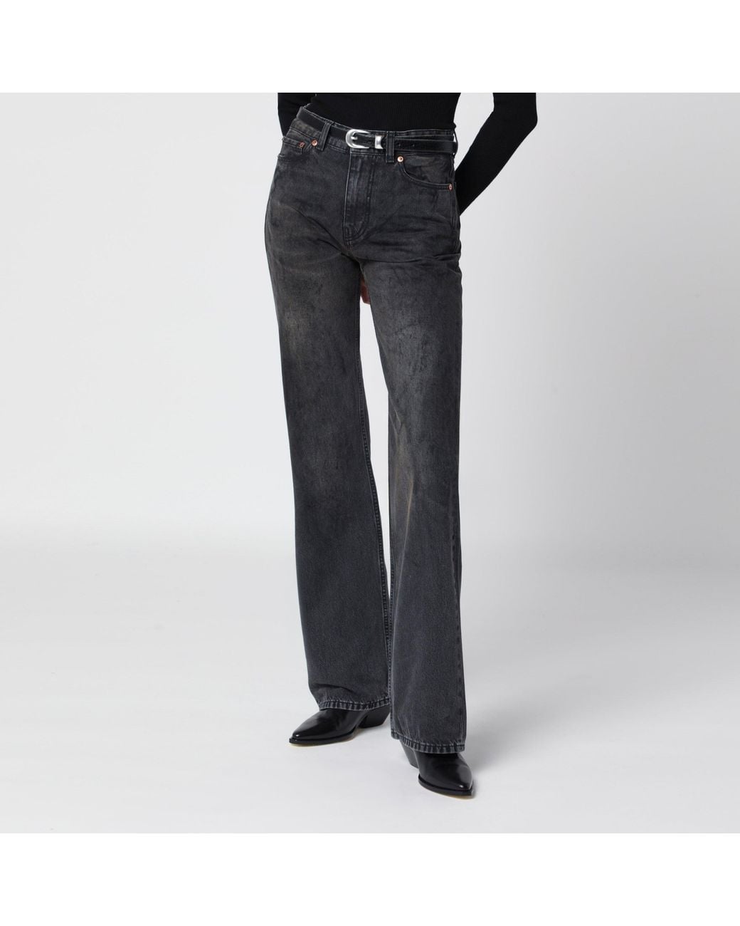 Our Legacy Blue Washed-Effect Boot Cut Jeans