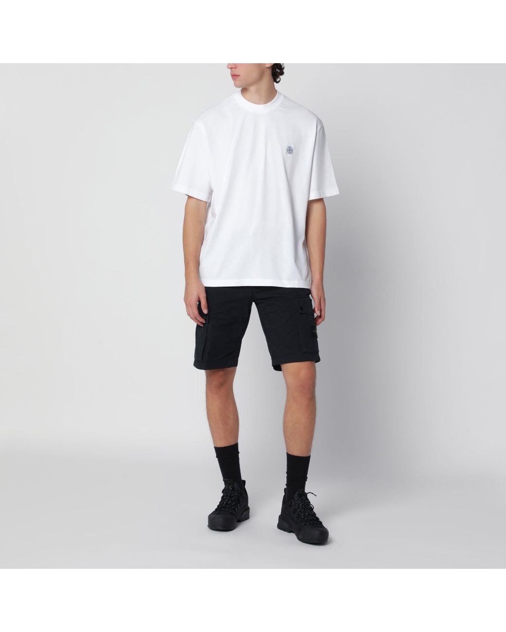 Stone Island Blue Cargo Bermuda Shorts for men