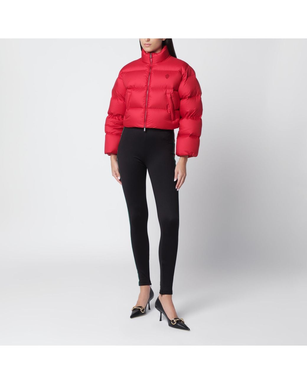 Gucci Red Cropped Padded Zip-Up Down Jacket
