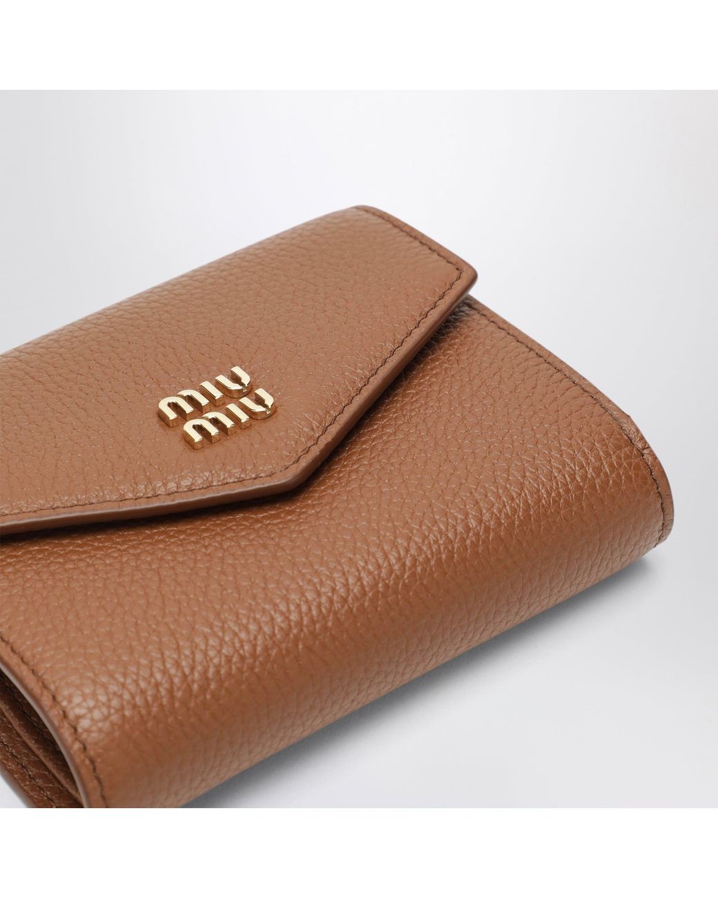 Miu Miu Brown Small Cognac Calfskin Wallet