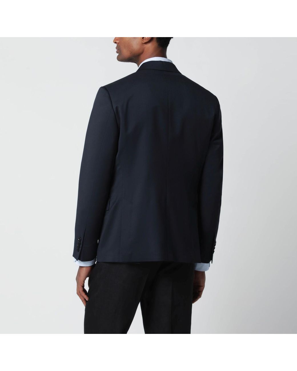 Lardini Blue Double-Breasted Wool Jacket for men