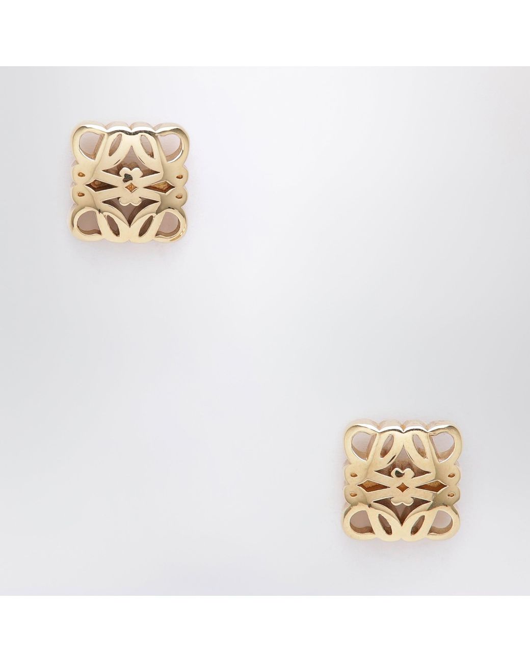 Loewe Metallic Goldtone Anagram Bombé Stud Earrings