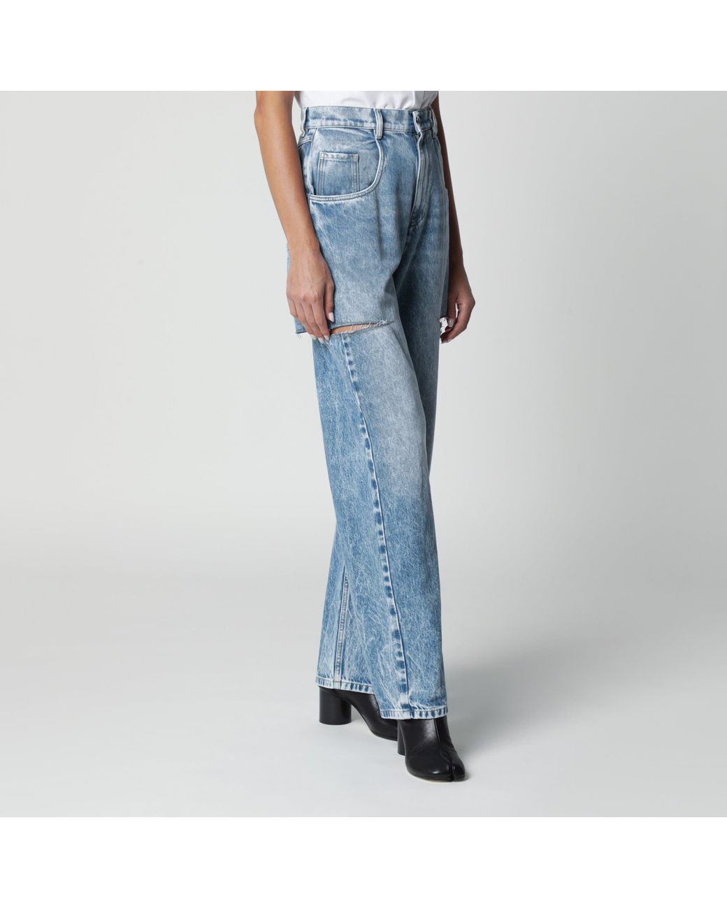 Maison Margiela Blue Loose Jeans With Drawstrings