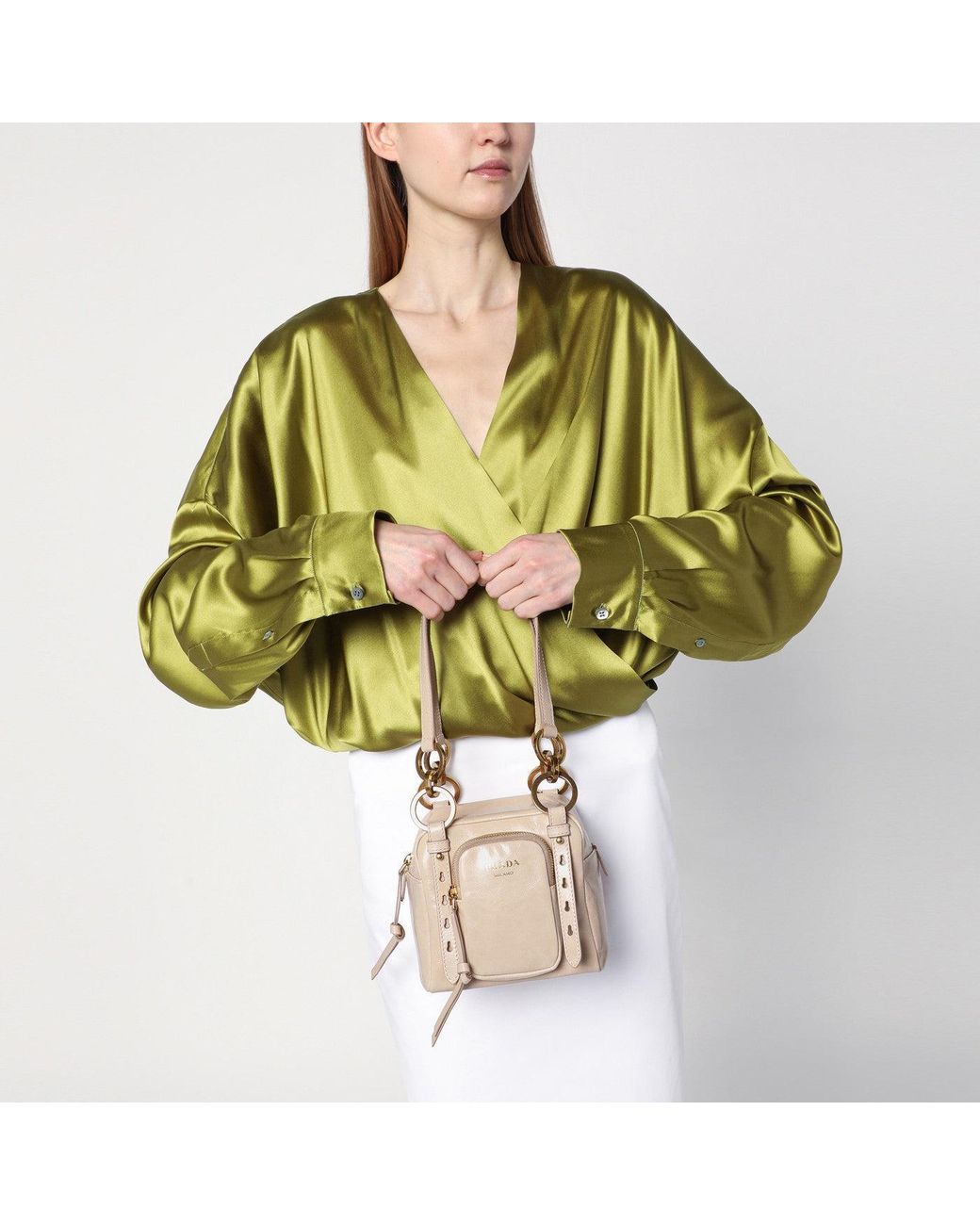 Prada Natural Mini Dangle Handtasche Puderrosa