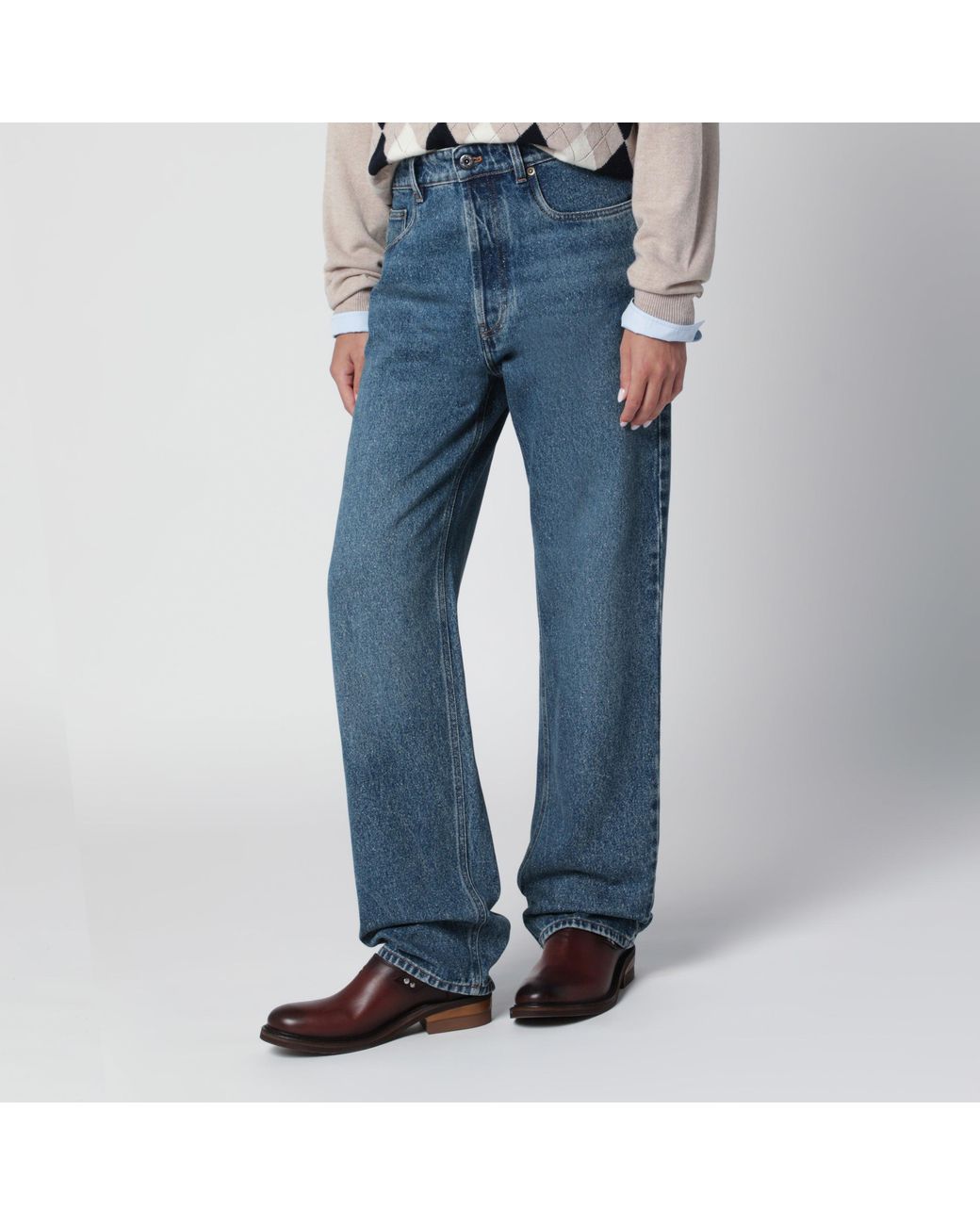 Miu Miu Blue Medium Jeans With Logo Embroidery