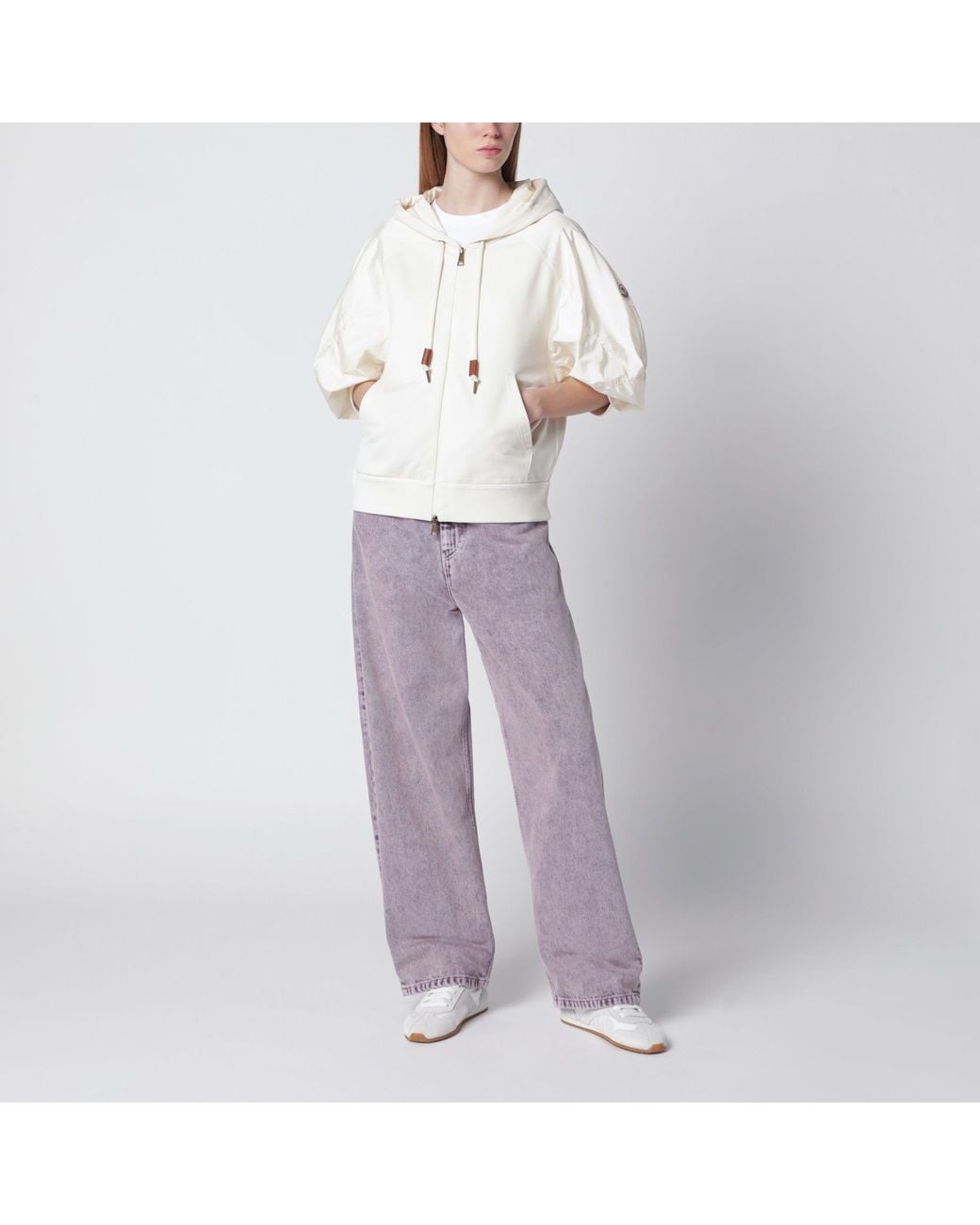 Moncler White Short-Sleeve Jersey Sweatshirt