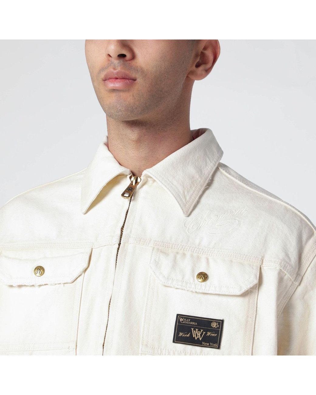 Willy Chavarria White Stockton Washed-Effect Zip Jacket for men