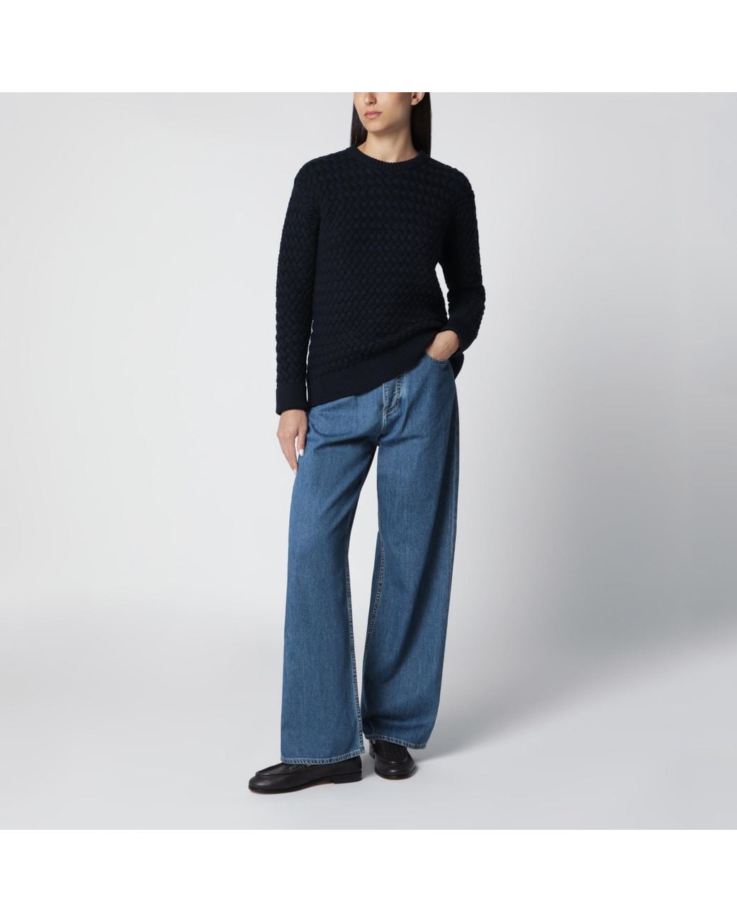 Bottega Veneta Black Midnight Intrecciato Wool Sweater
