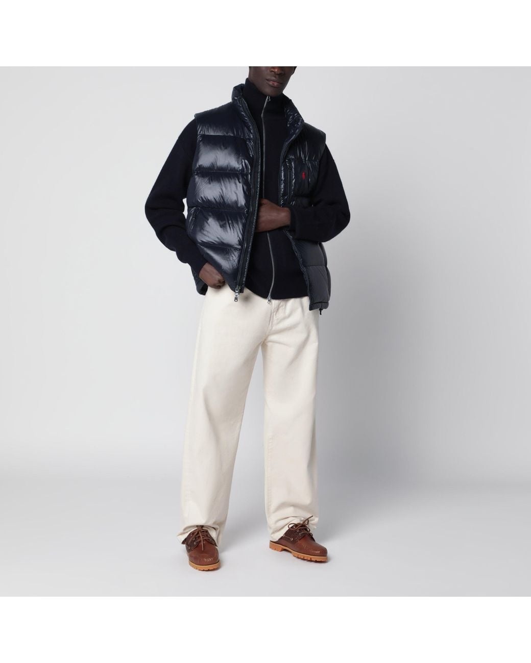 Polo Ralph Lauren Blue Glossy Quilted Zip-Up Vest for men
