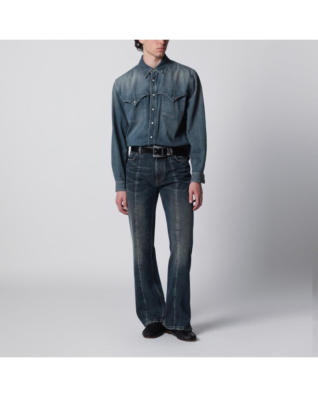 Versace Blue Vintage Denim Shirt for men