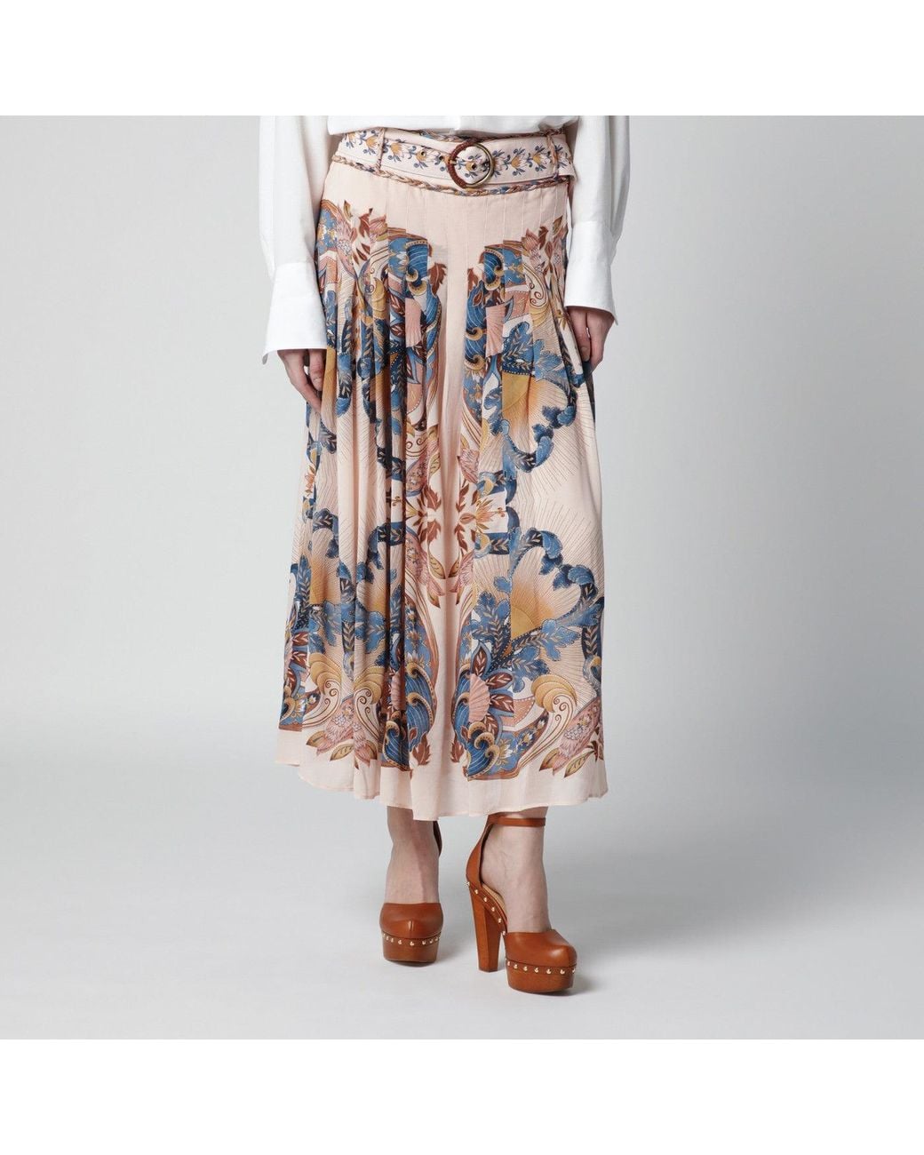 Farm Rio Multicolor Sea Garden Pleated Skirt