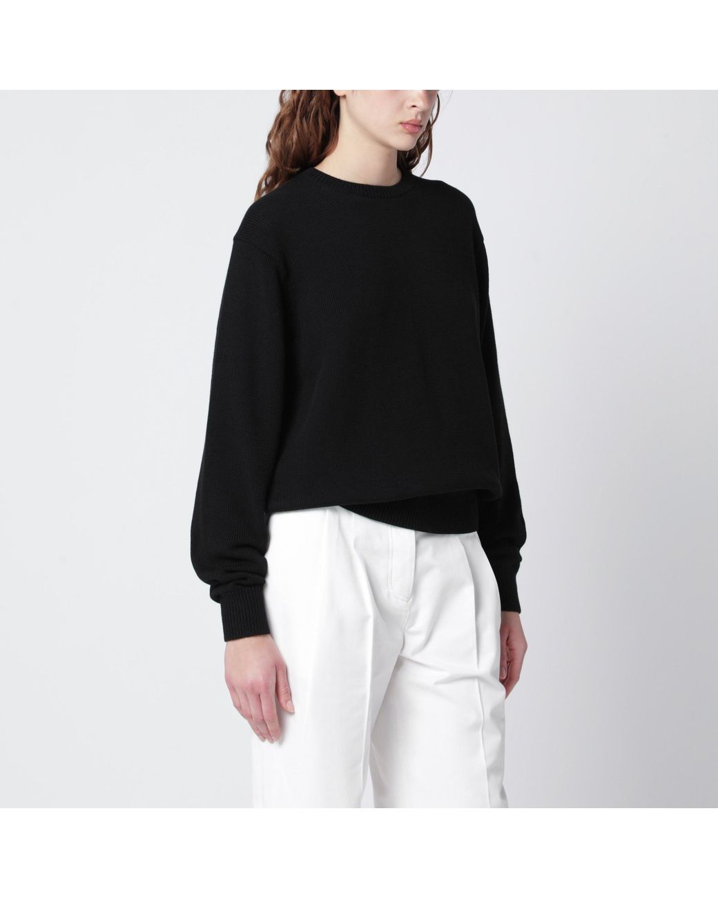 Totême Black Cotton Crew Neck Jumper