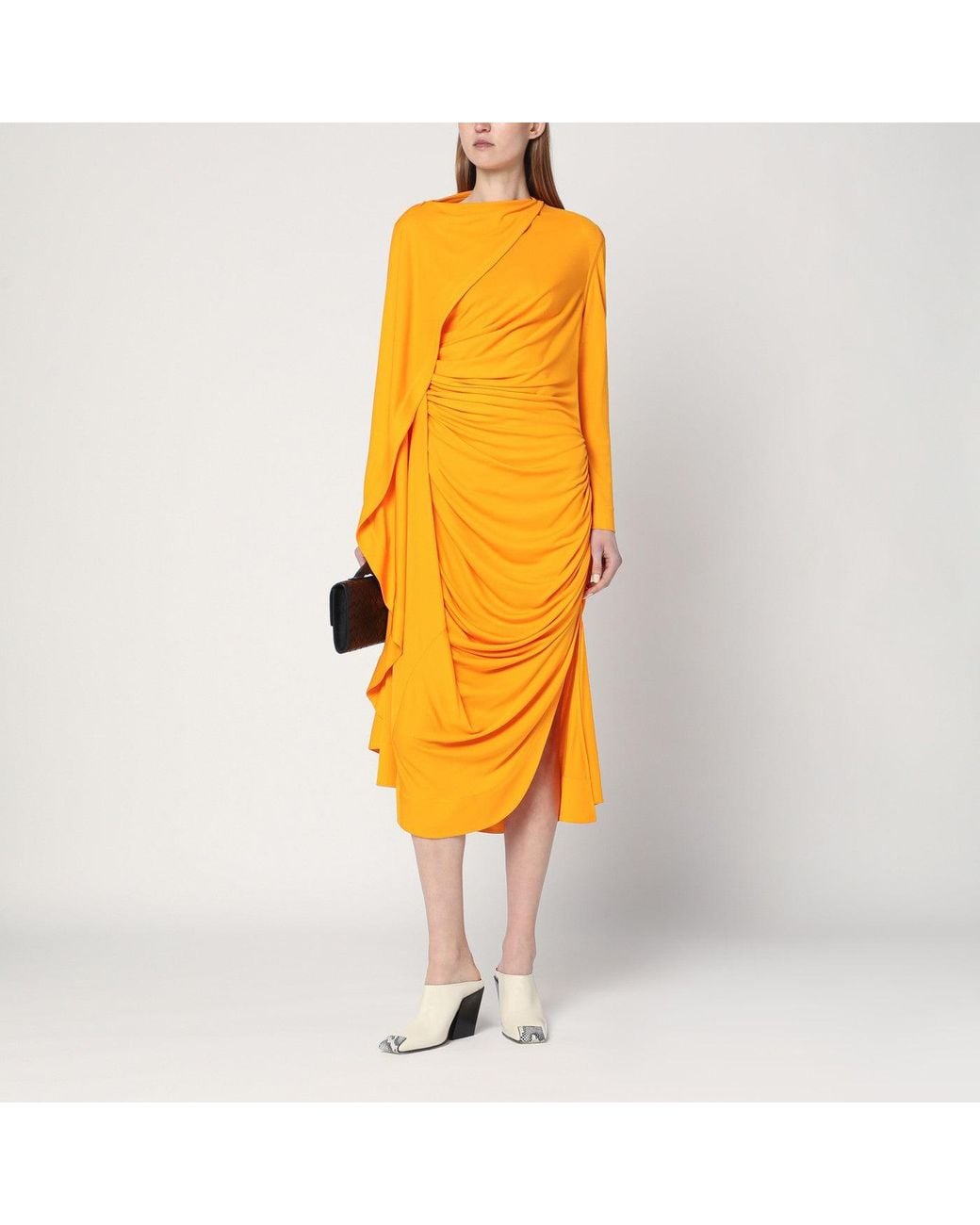 Bottega Veneta Yellow Draped Dress