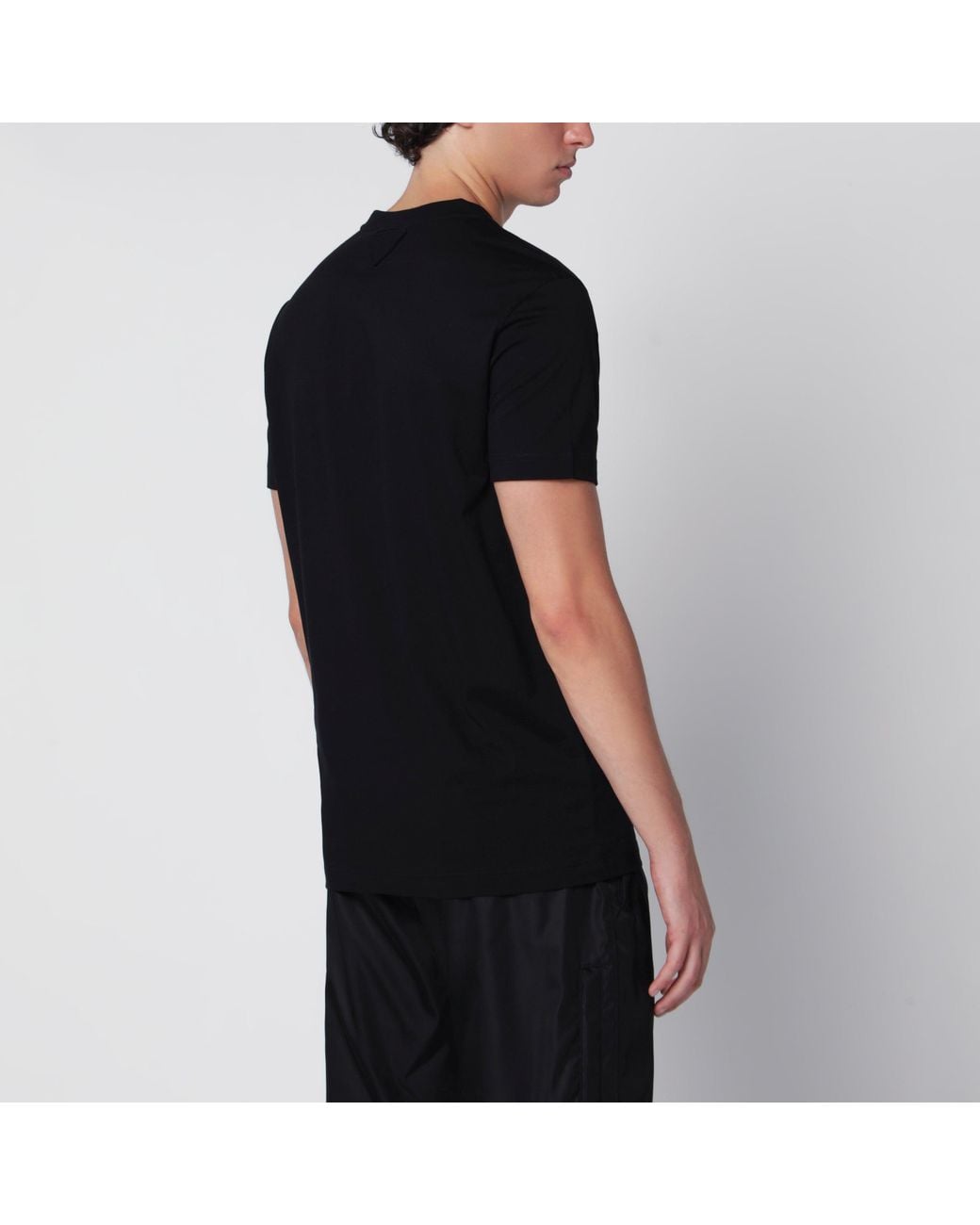 Prada Black Set Of Three Cotton T-Shirts for men