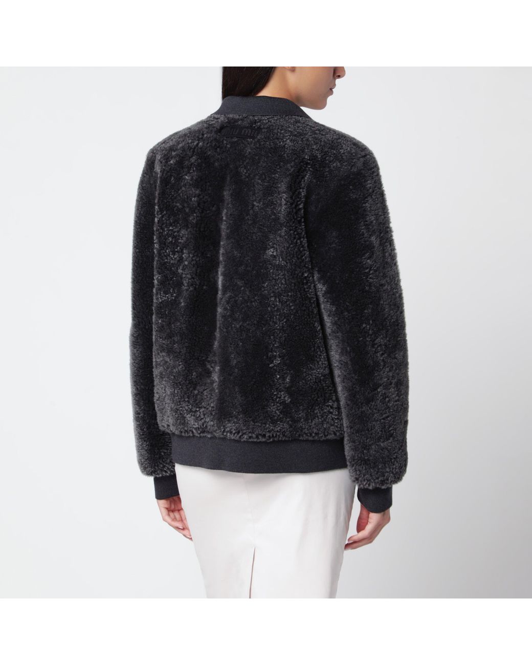 Miu Miu Black Sheepskin And Knit Blouson