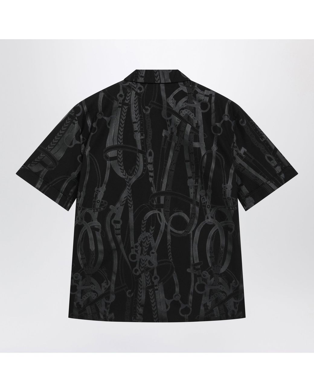 Gucci Black Printed Silk Bowling Shirt for men