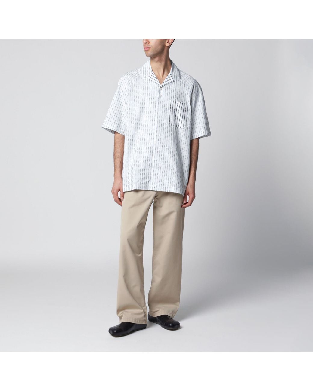Jacquemus White Romarin Short-Sleeve Cotton Shirt for men