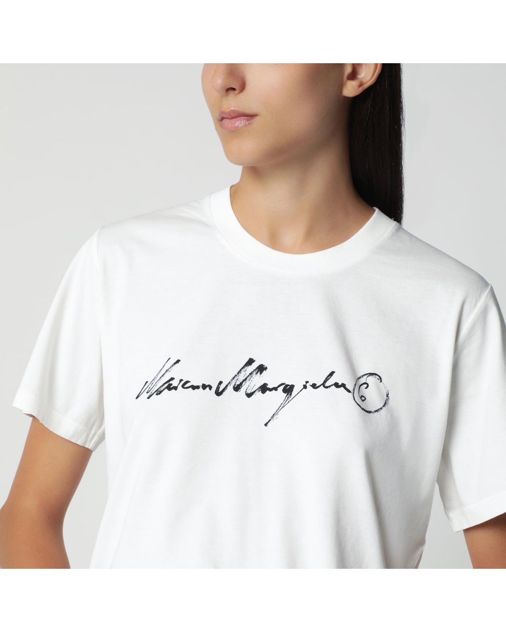 MM6 by Maison Margiela White Logo-Print T-Shirt