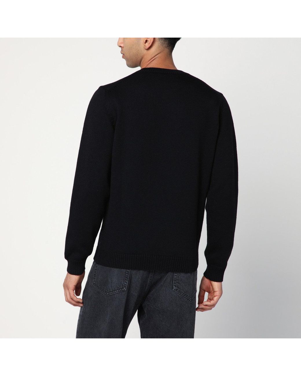 Roberto Collina Black Crew Neck Wool Sweater