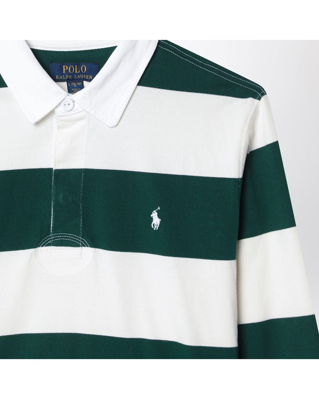 Polo Ralph Lauren Green And Striped Cotton Polo Shirt
