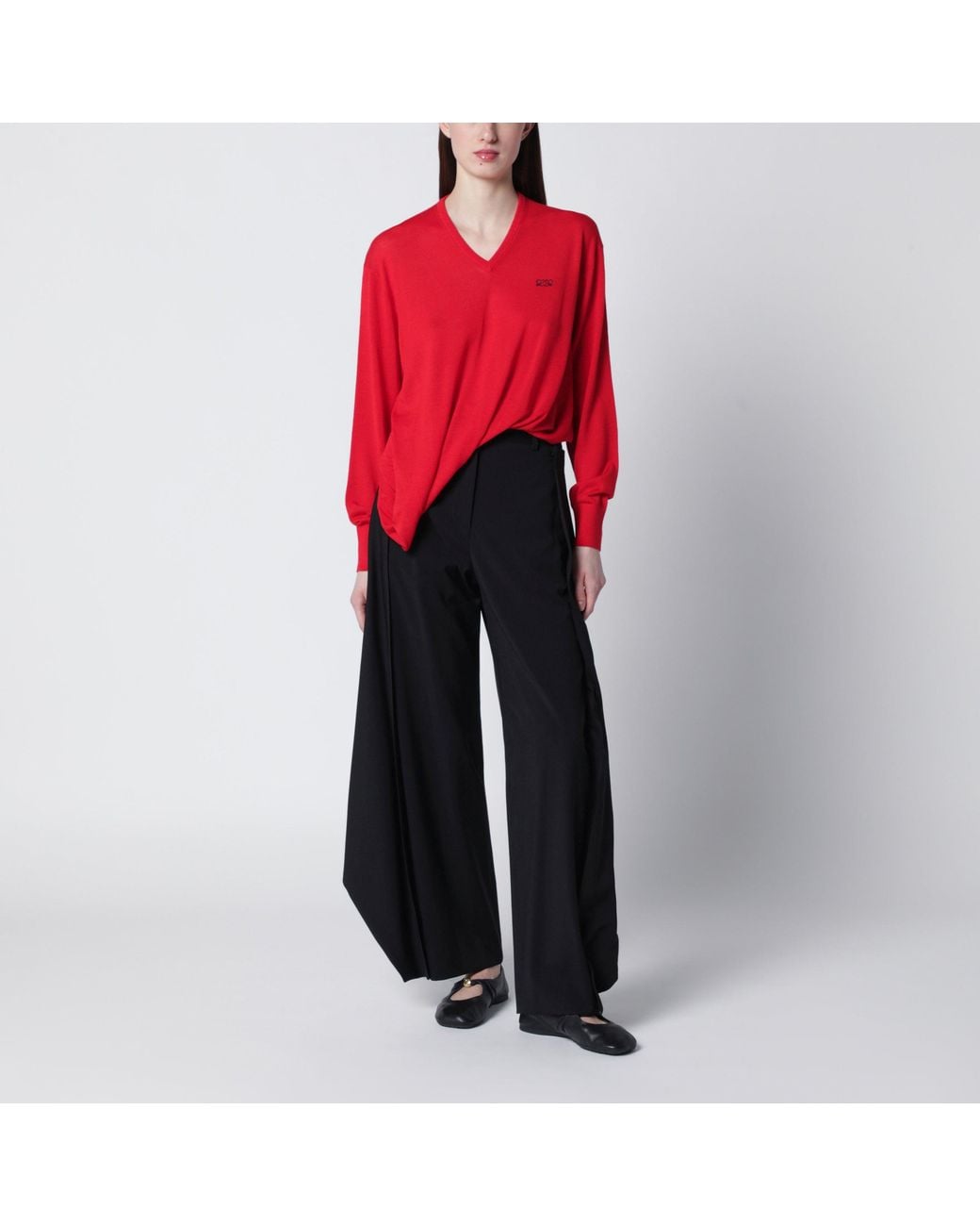 Loewe Red Merino Wool Draped Top