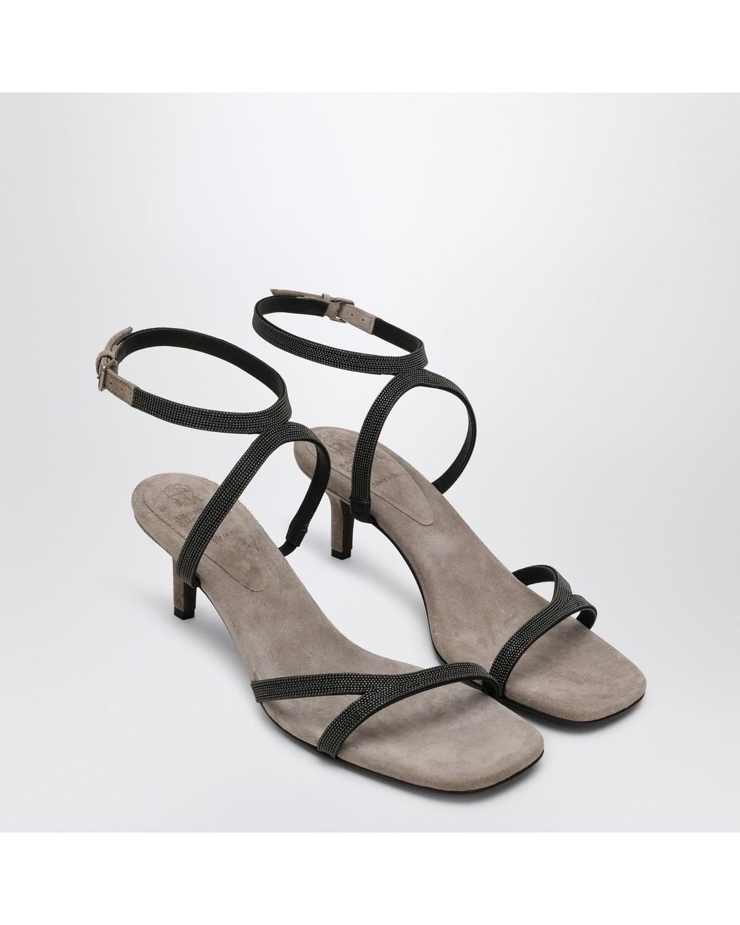 サンダル・ミュール BRUNELLO CUCINELLI SANDAL CITY GREY WITH PRECIOUS STRAPS Brunello Cucinelli Sandal City Grey with Precious Straps