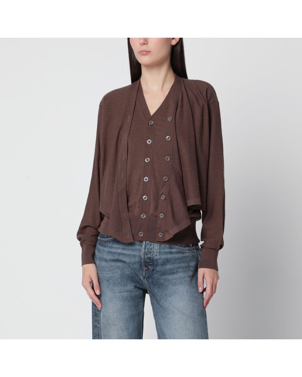 Lemaire Brown Trompe L'Oeil Cardigan