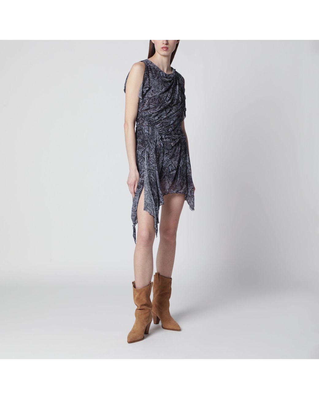 Isabel Marant Blue Asymmetrical Mini Dress Faded Night