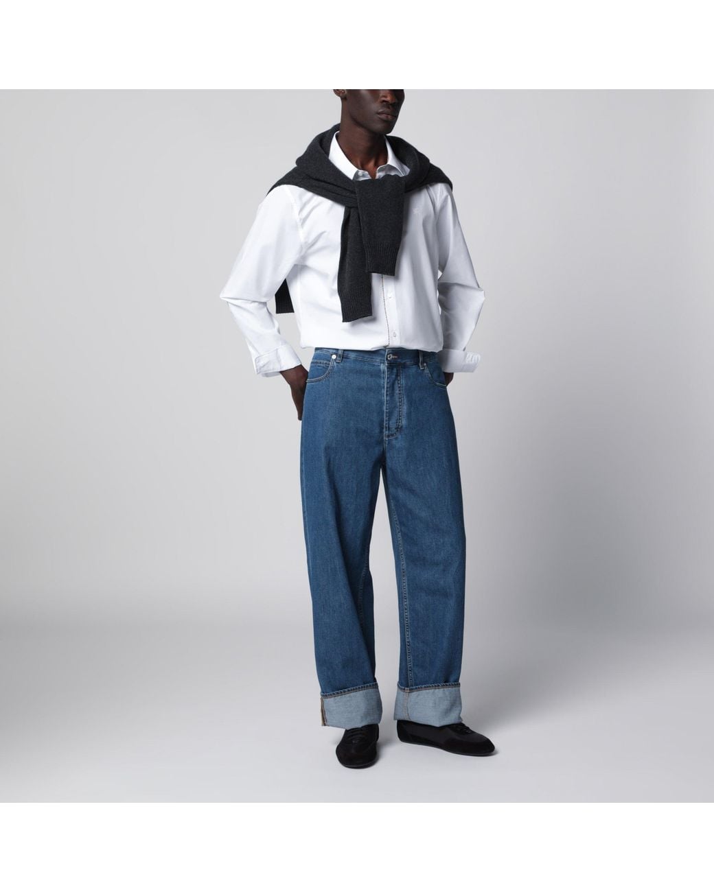 Burberry White Classic-Fit Cotton Poplin Shirt With Check Trim for men