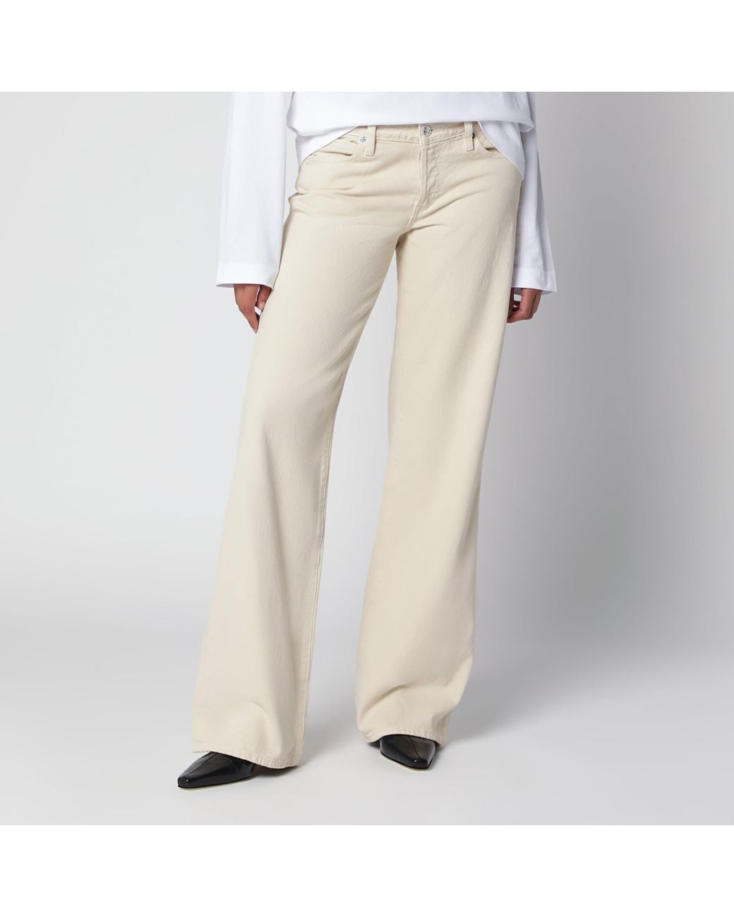 FRAME Natural Regenerative Cotton Low-Rise Wide-Leg Jeans