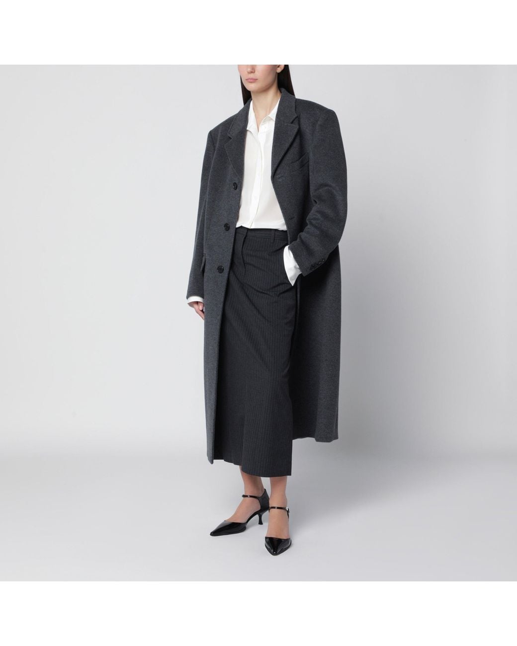 DUNST Black Charcoal Double-Breasted Coat