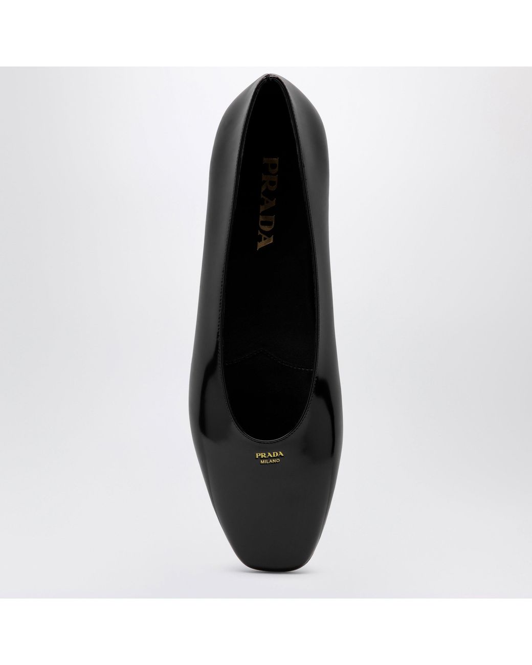Prada Black Brushed Leather Ballet Flats