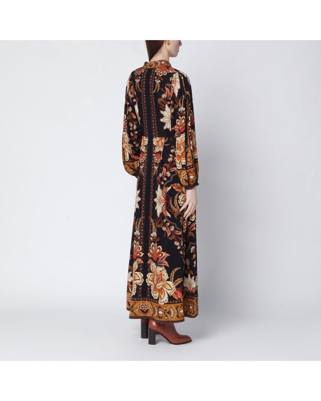 Farm Rio Brown “Majestic Garden” Long Dress