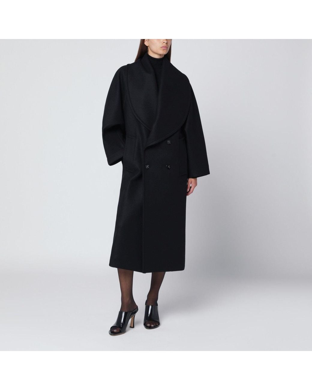Bottega Veneta Black Wool Double-breasted Coat