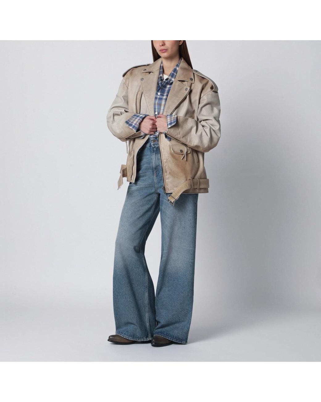Golden Goose Deluxe Brand Brown Leather Phoebe Jacket
