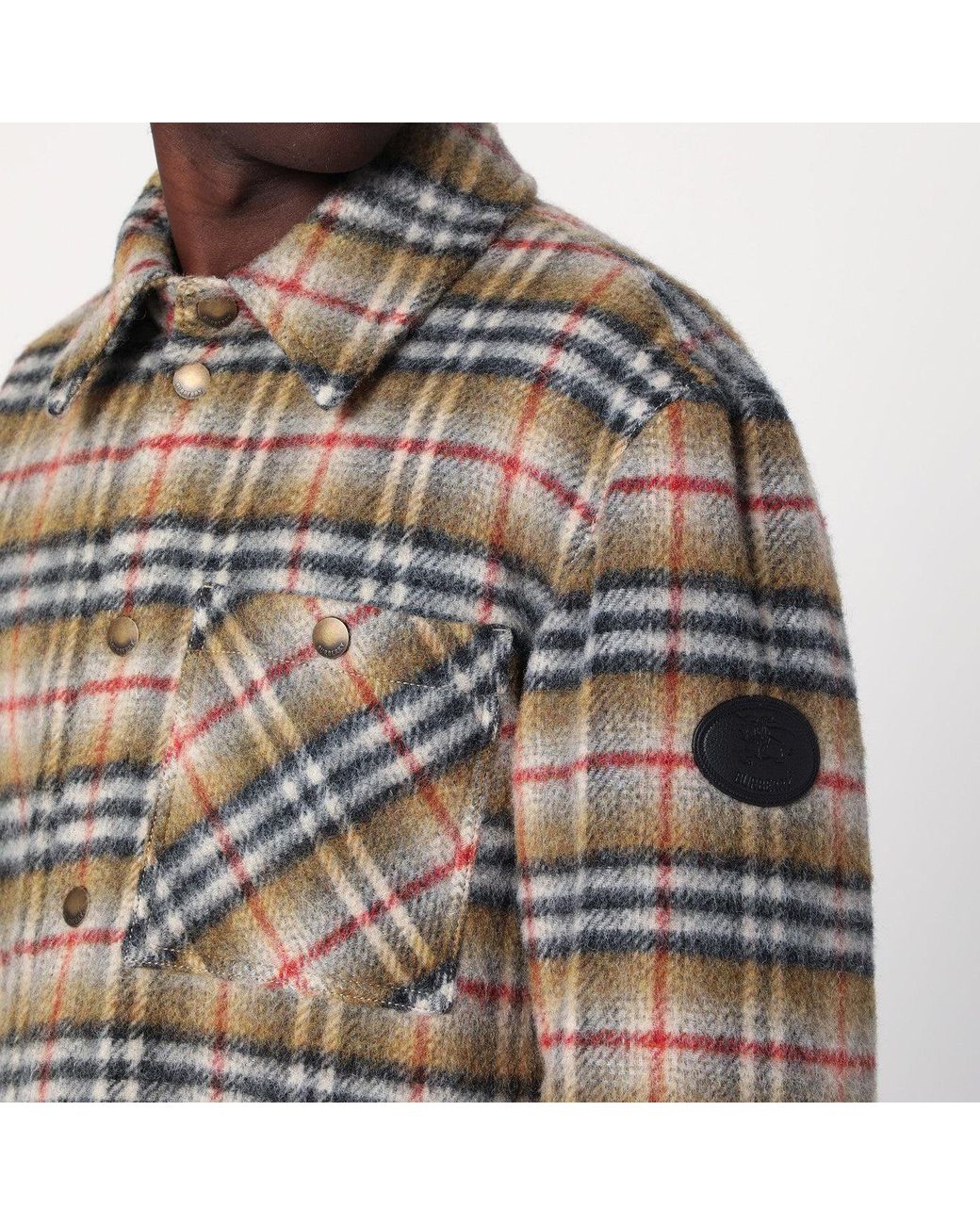 Burberry Brown Checked Wool Shirt Jacket for men