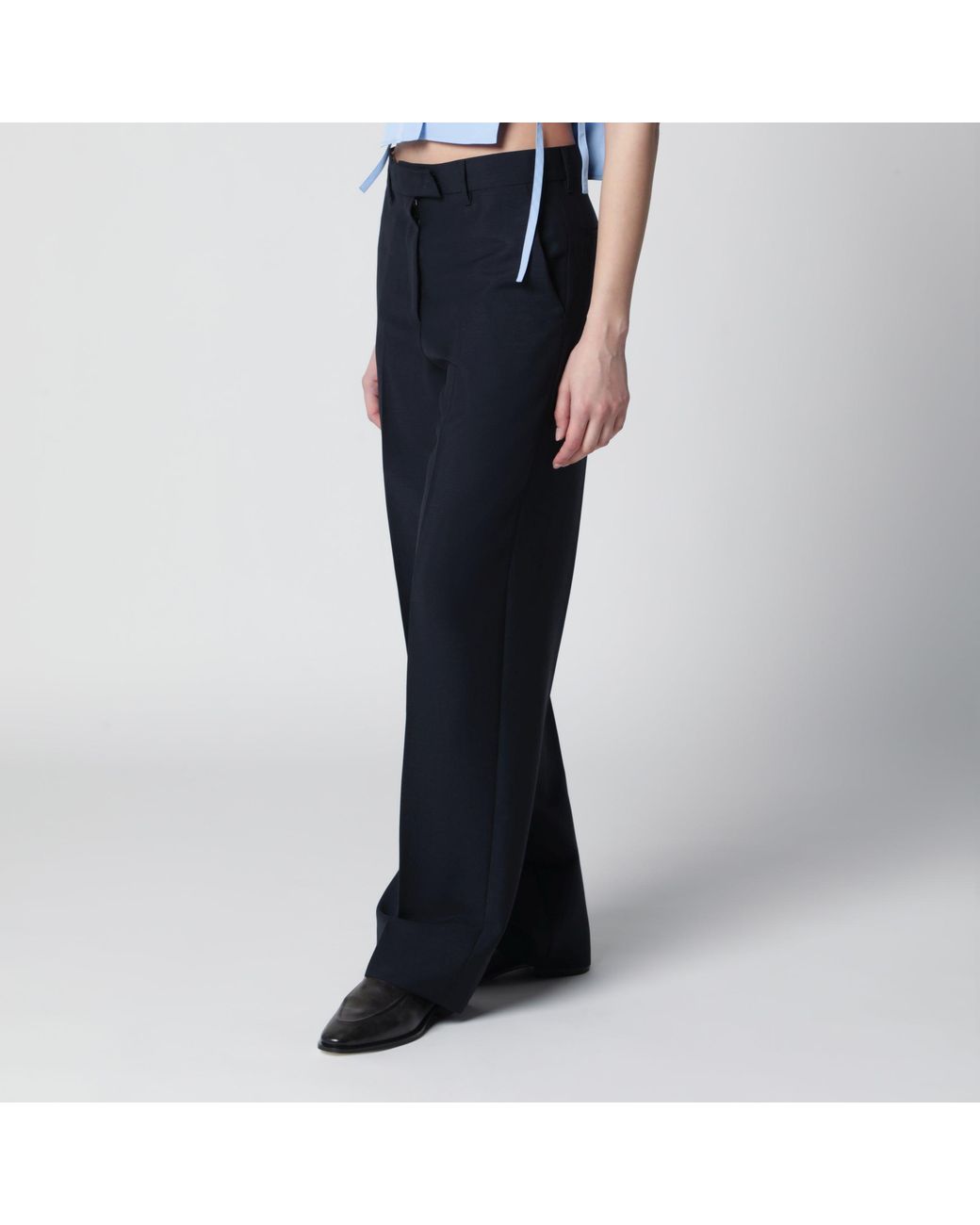 Miu Miu Black Wool-Blend Trousers