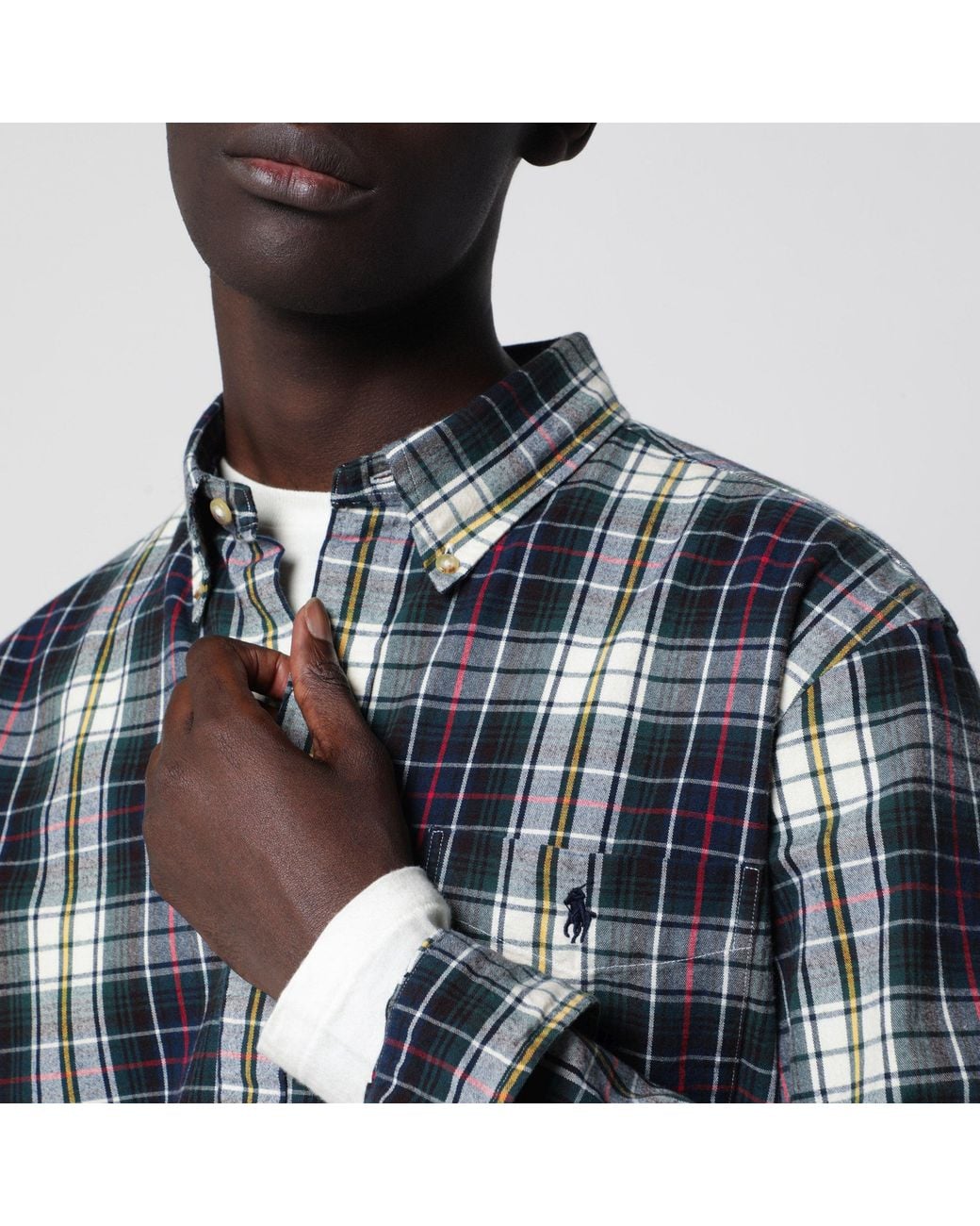 Polo Ralph Lauren Blue Tartan Oxford Cotton Shirt for men