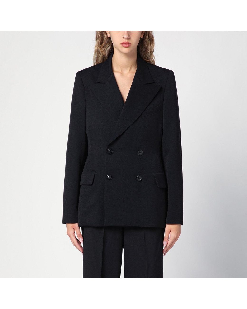 Maison Margiela Black Double-breasted Jacket In Wool