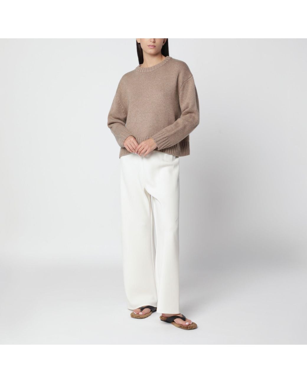 Almada Label Brown Hazel Boxy Cashmere & Merino Crew-Neck Sweater