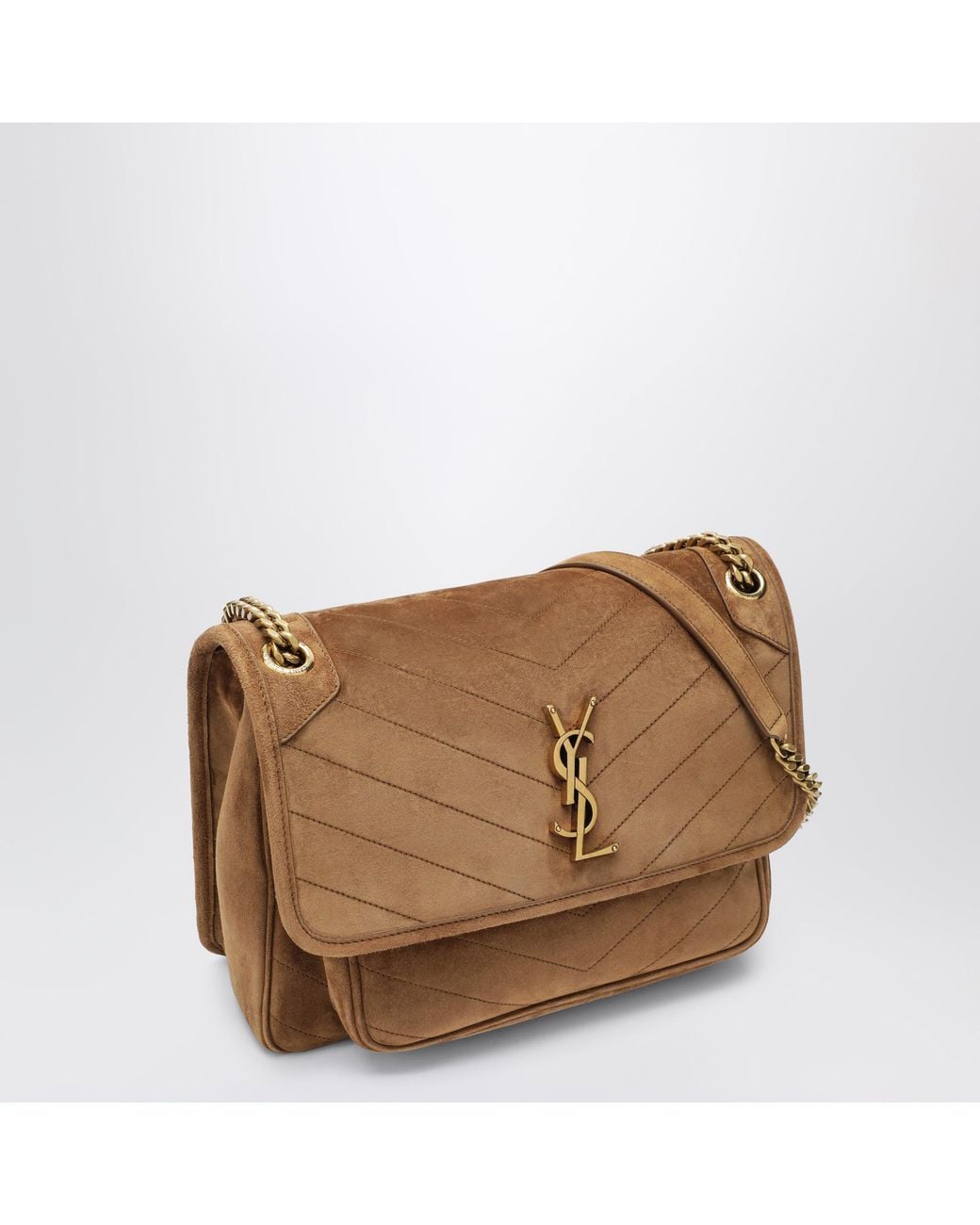 Saint Laurent Brown Niki Medium Cognac Caramel Suede Bag