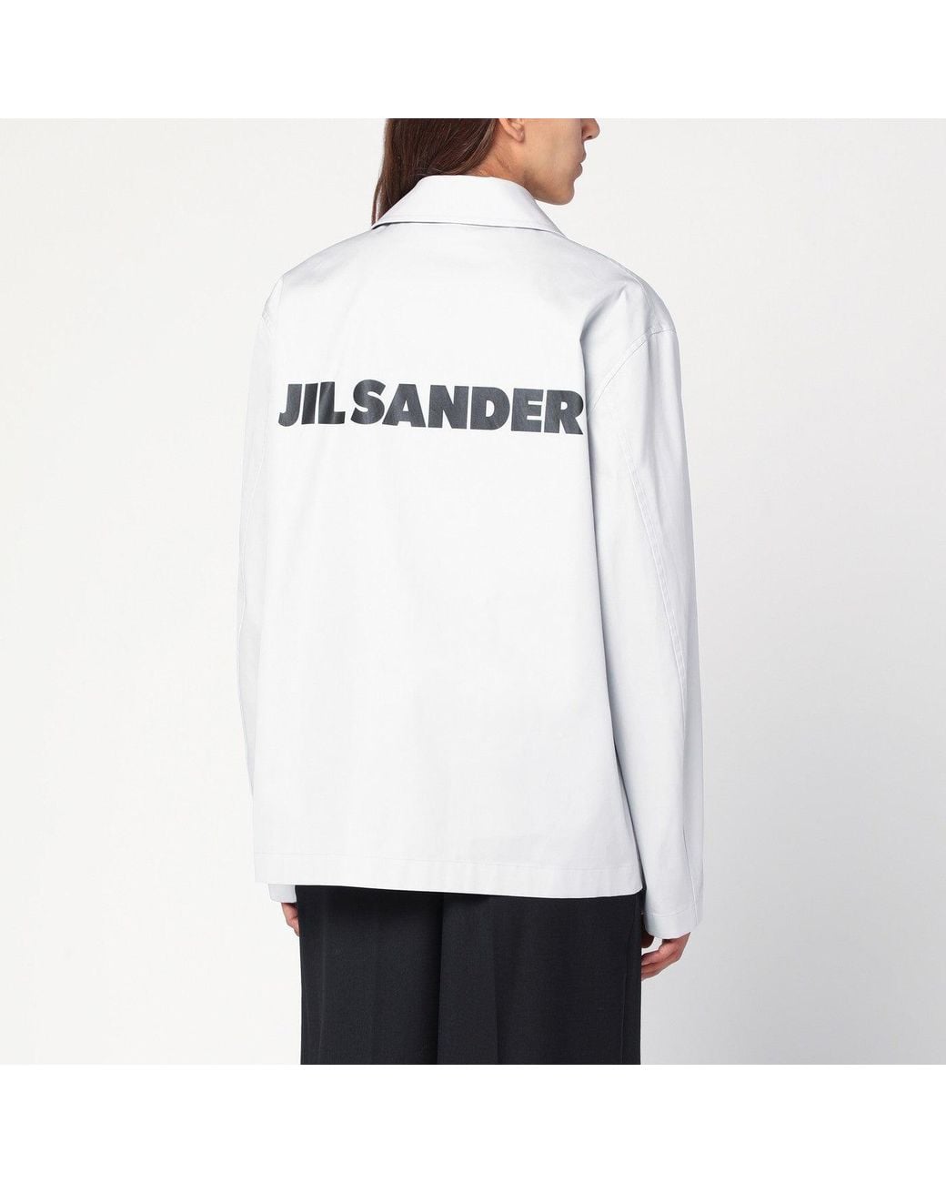 Jil Sander White Light Taffeta Jacket With Logo