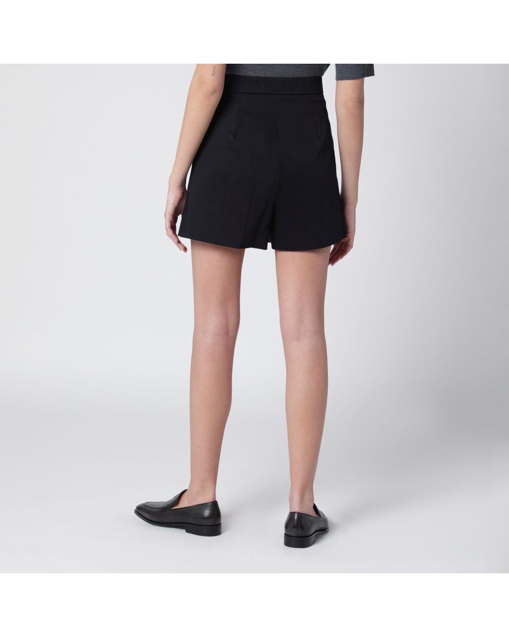 Max Mara Black Stretch Cotton Satin Shorts