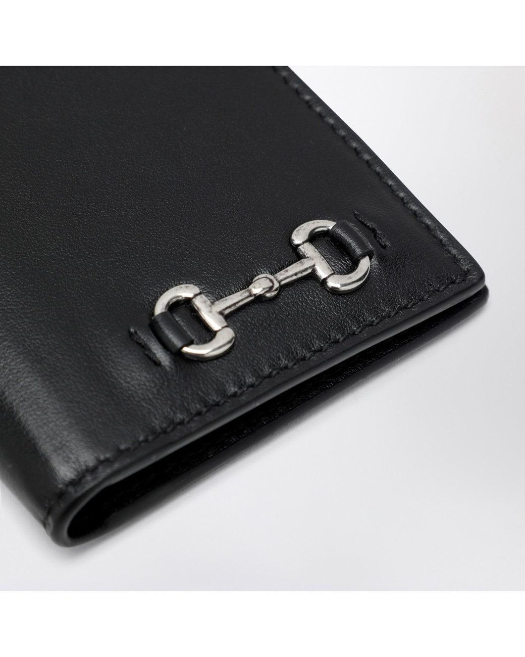 Gucci Schwarzer Langer Kartenhalter Mit Horsebit in Black für Herren