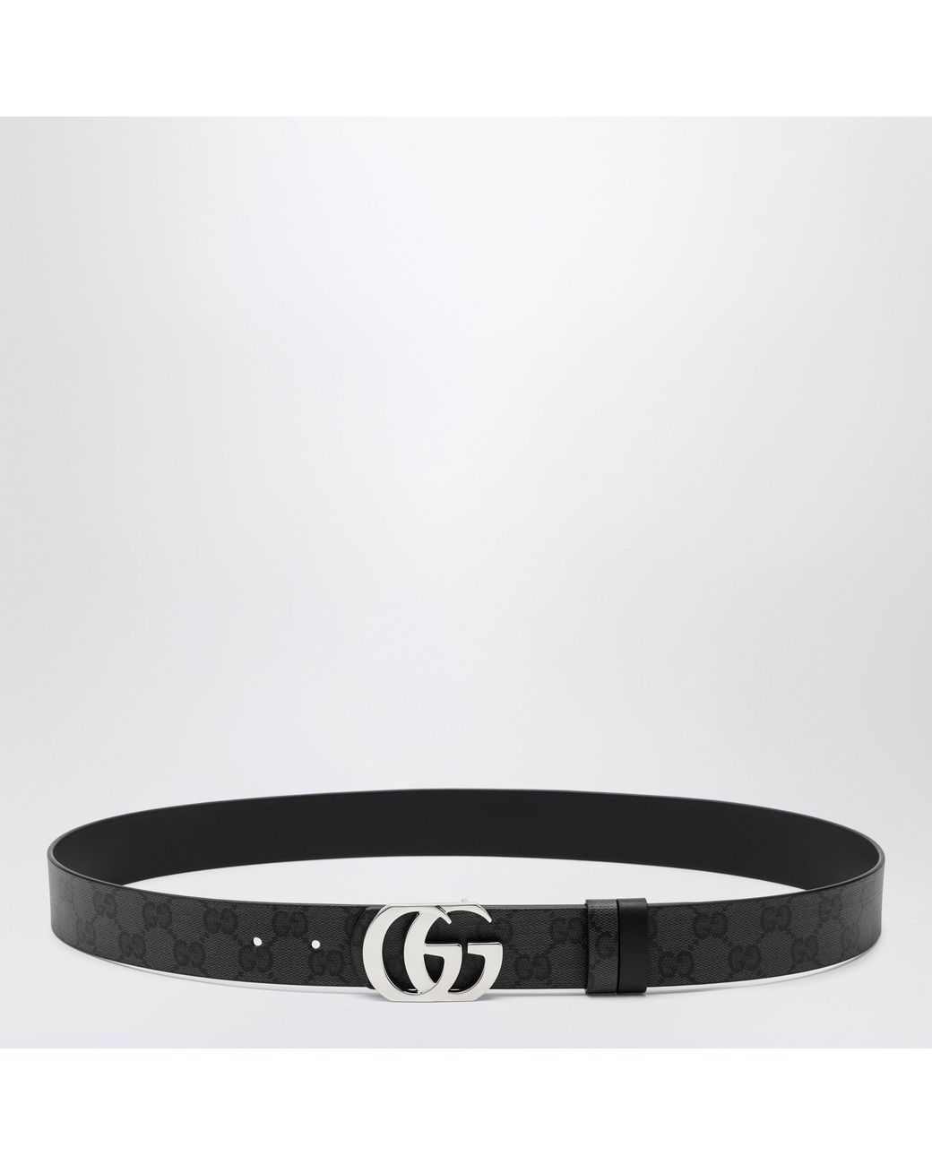 Gucci Black Cut Gg Marmont Reversible Gg Canvas And Leather Belt for men