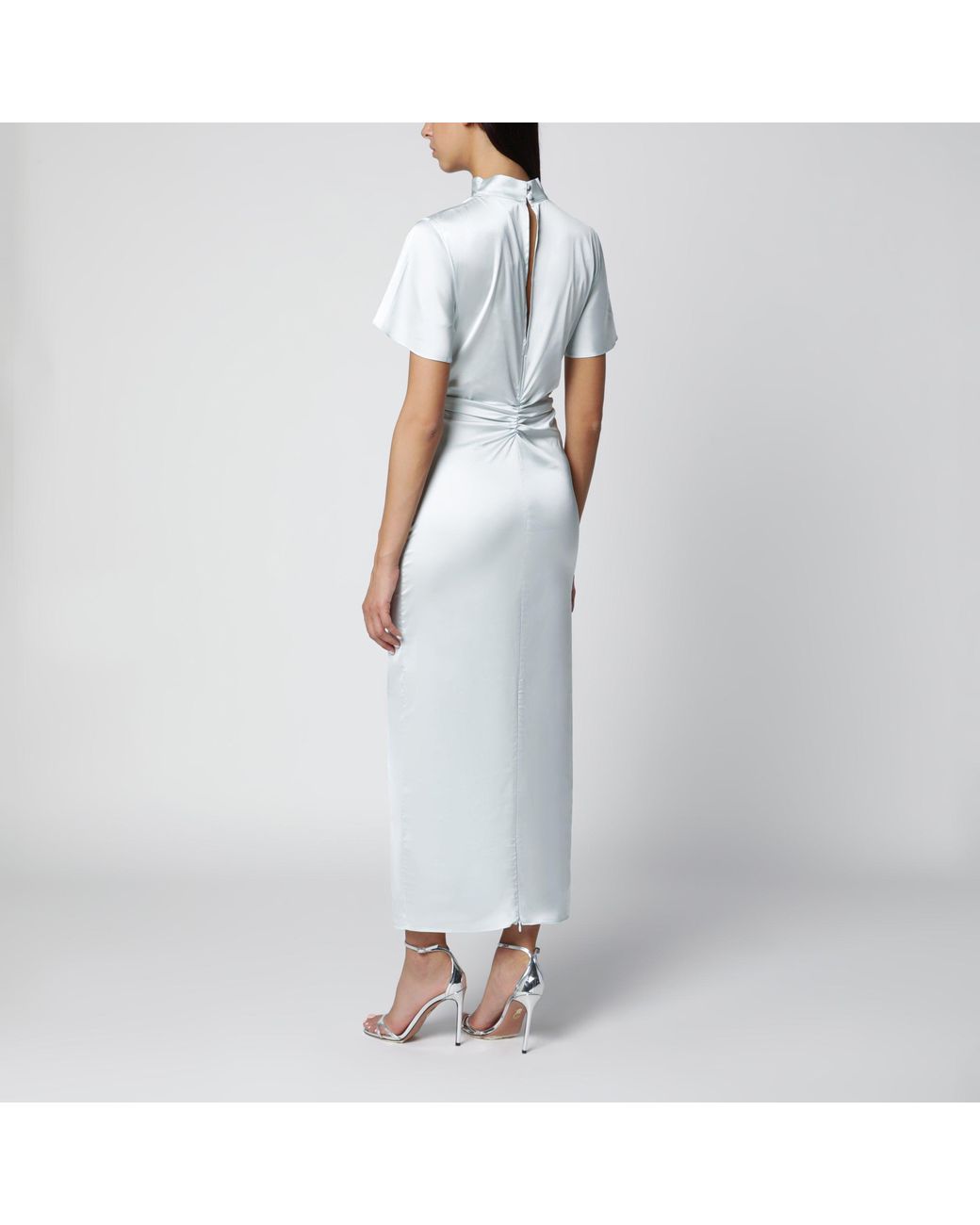 ROTATE BIRGER CHRISTENSEN White Ice Flow Ruched Midi Dress